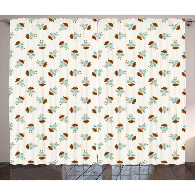 Angels with Wings Christmas Curtain