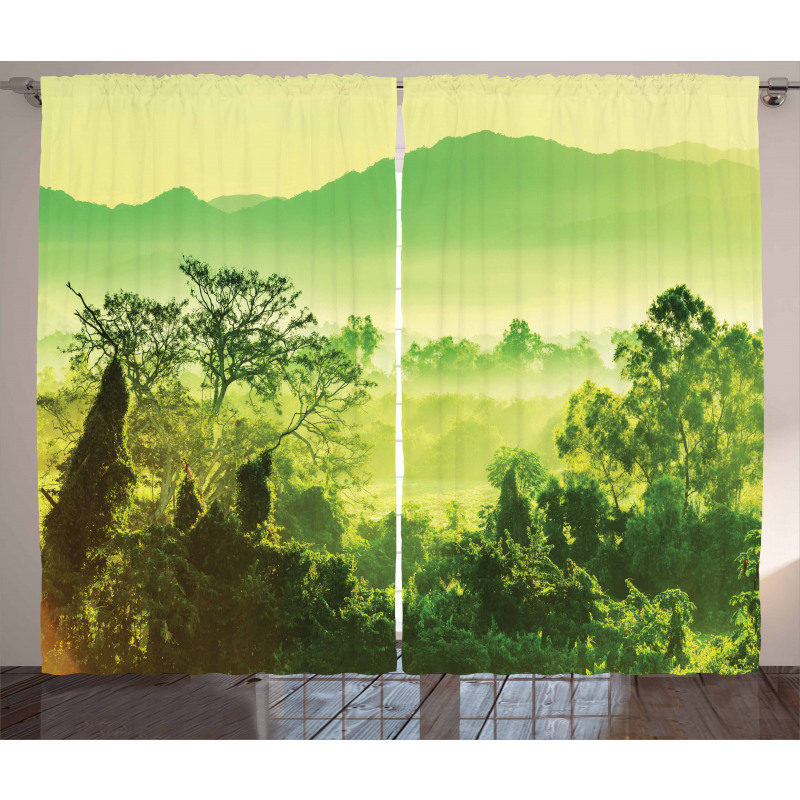 Monochrome Nature Scene Curtain