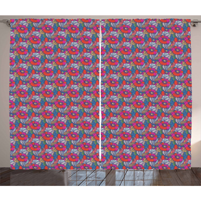 Energetic Colors Chaotic Art Curtain