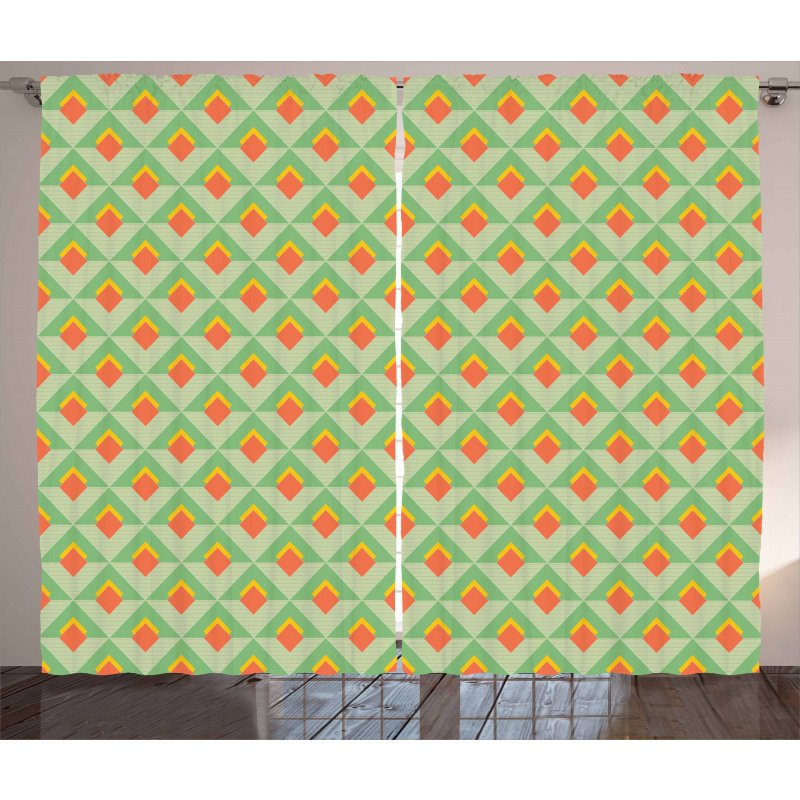 Vivid Rhombus Pattern Line Curtain