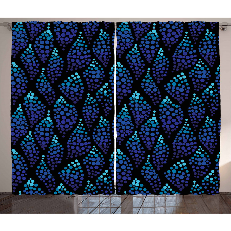 Dotted Waves Illustration Curtain