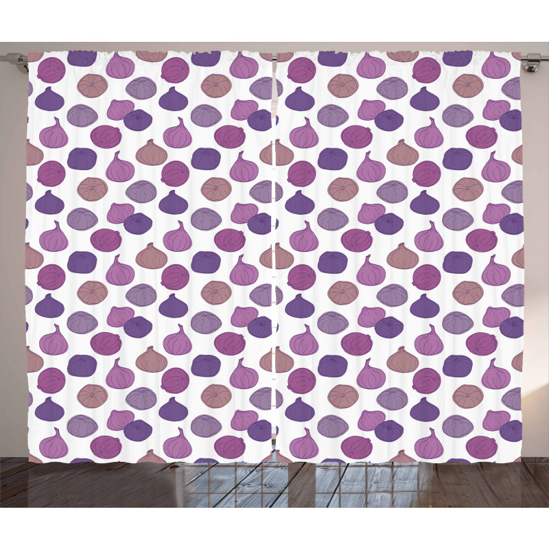 Purple Tones Figs Fruit Art Curtain