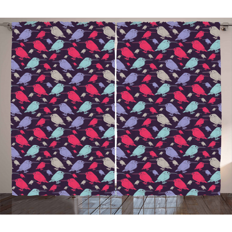 Vivid Kingfishers Pattern Curtain