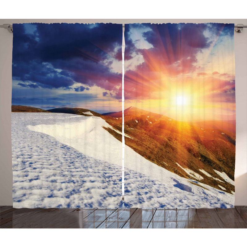 Snowy Sunny Mountains Curtain