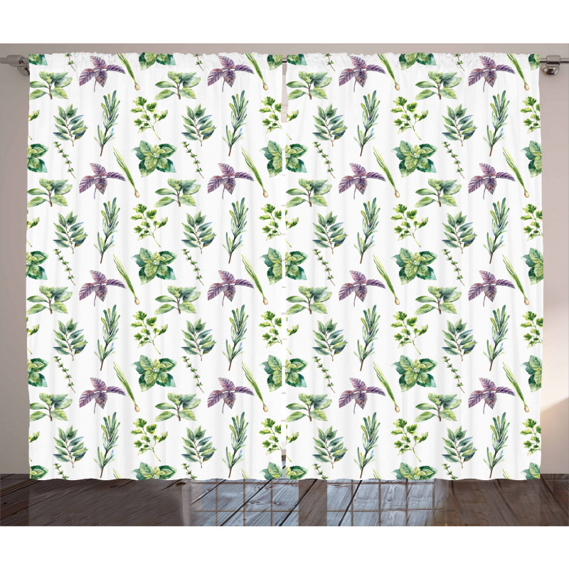 Watercolor Style Foliage Curtain