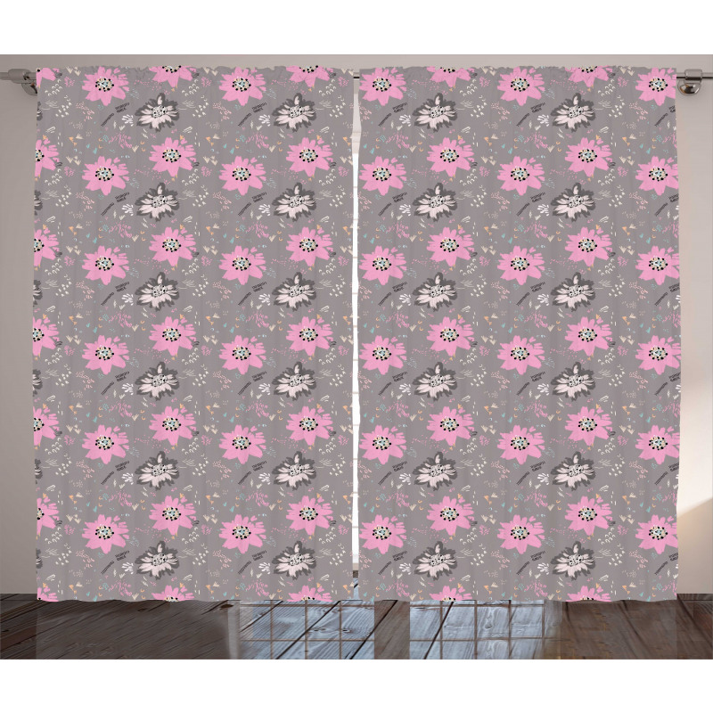Abstract Blooming Flower Curtain