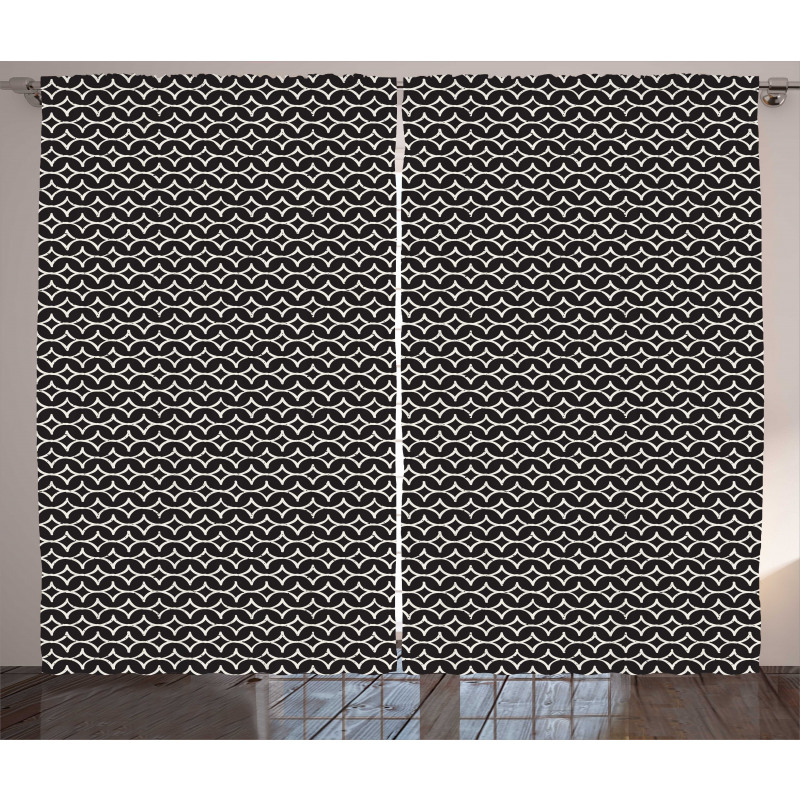 Ink Style Half Circles Curtain