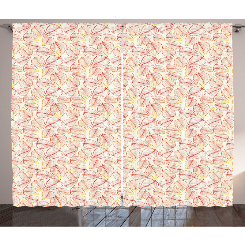 Leaf Pattern in Warm Colors Curtain