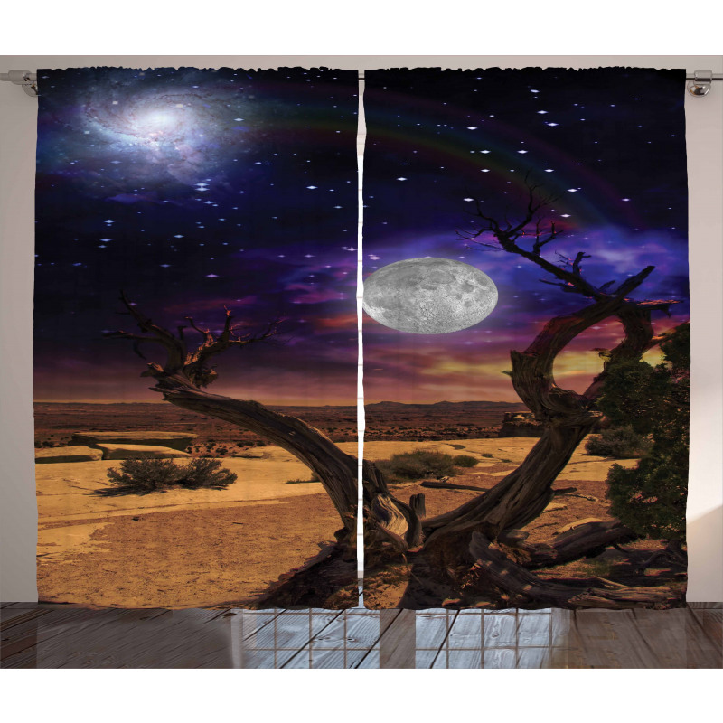 Desert Night Nebula Stars Curtain