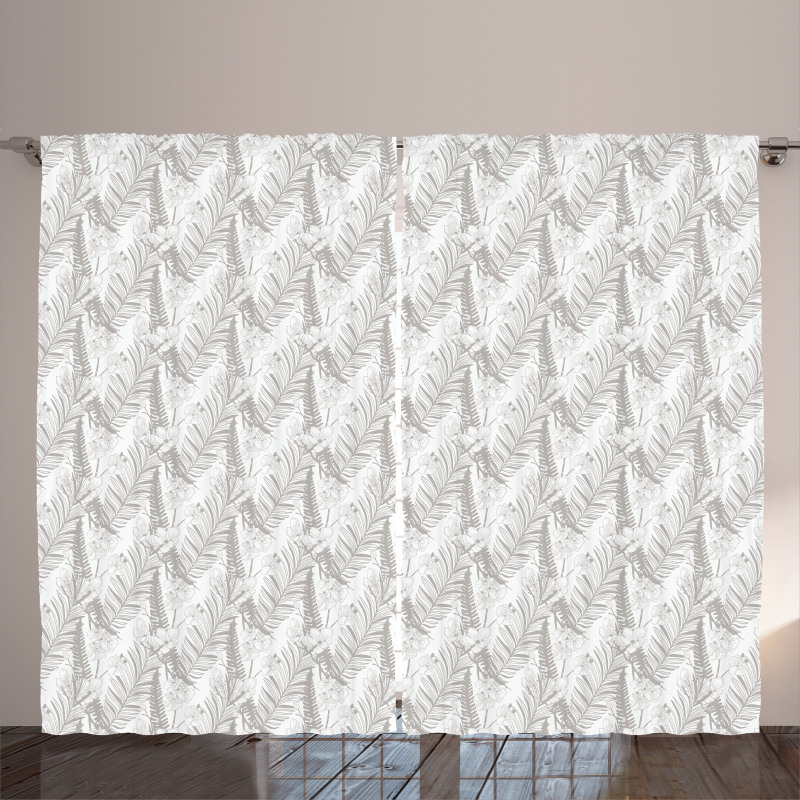 Vintage Orchids Leaves Curtain