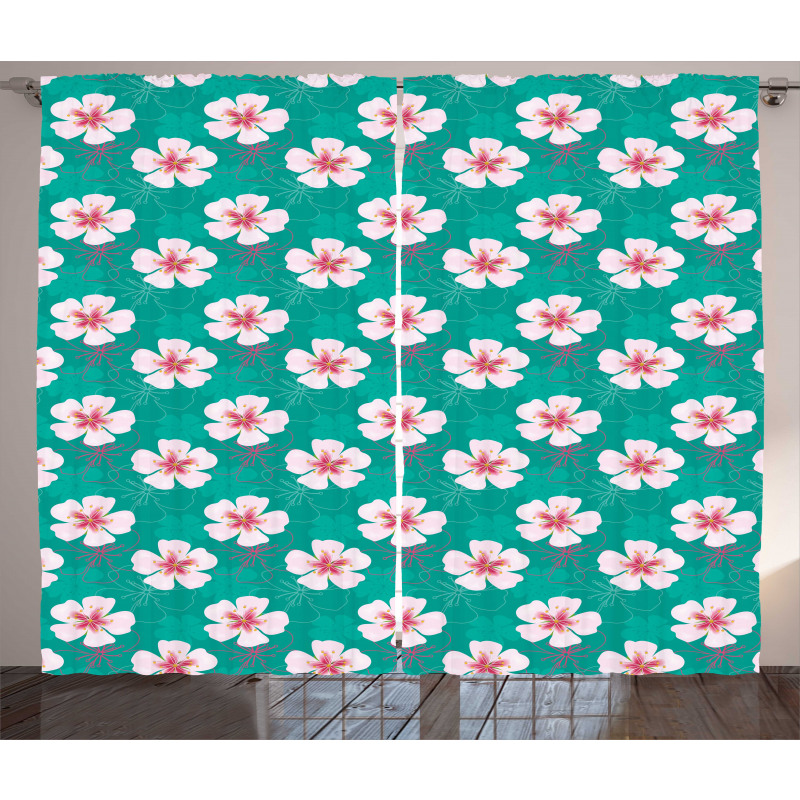 Simple Garden Flower Motifs Curtain