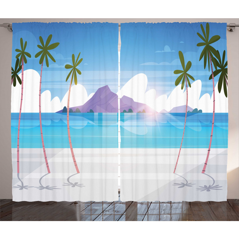 Summer Seaside with Palms Curtain