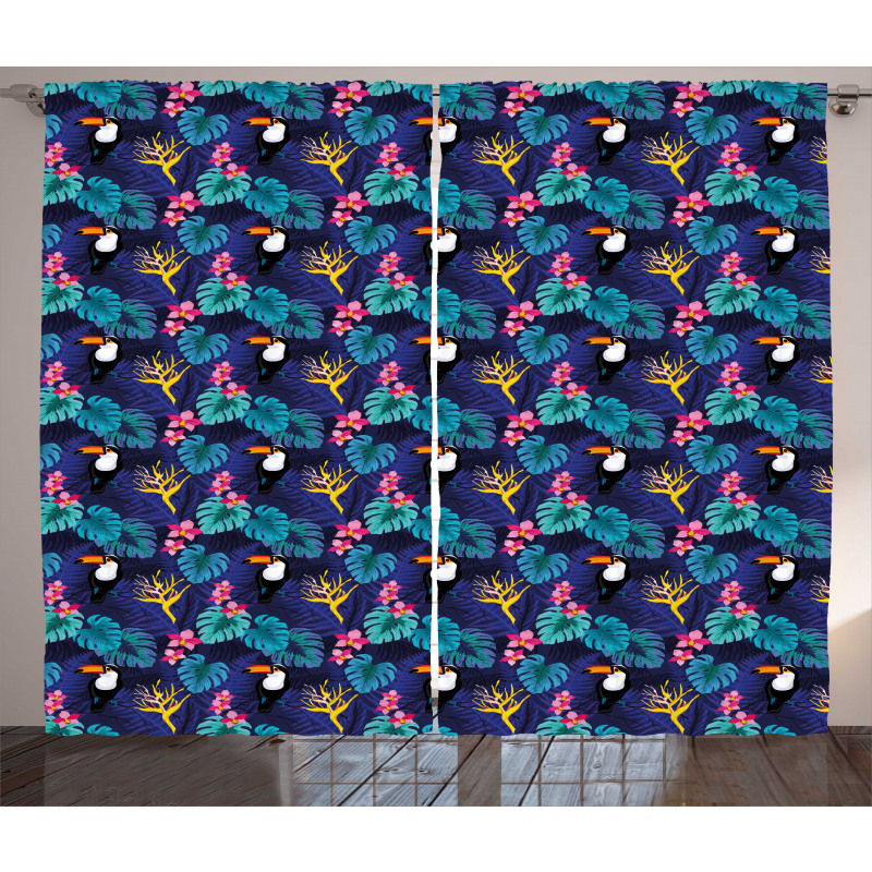 Tropical Island Nature Toucan Curtain