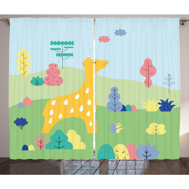 Cartoon Animal in Wildlife Curtain