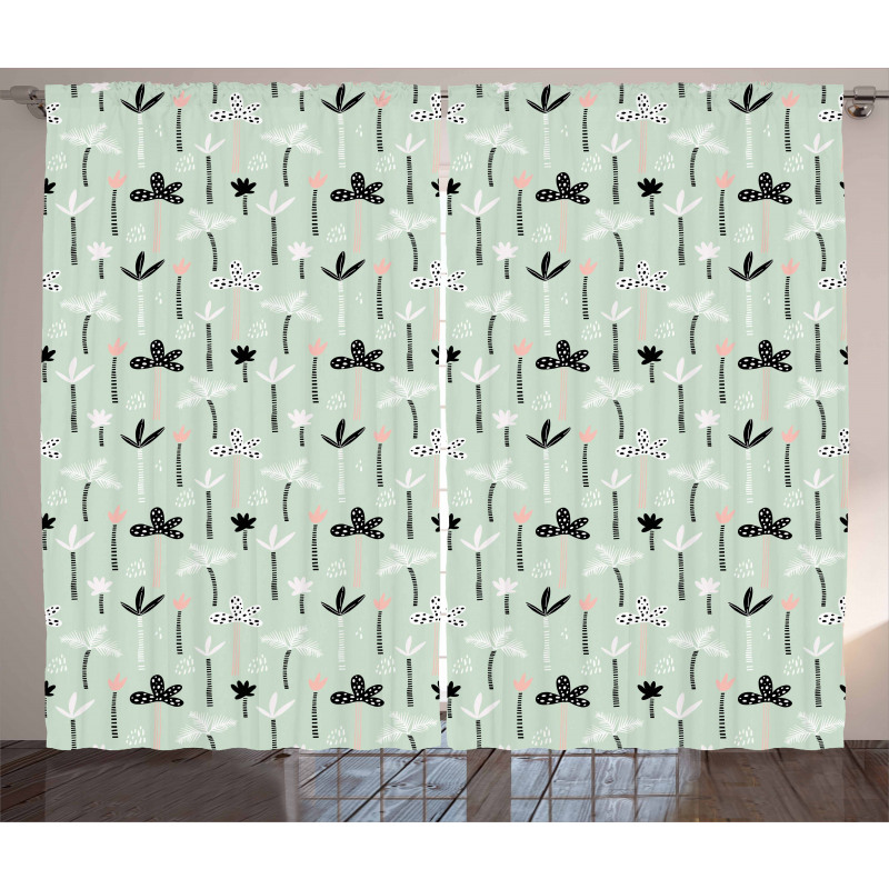 Exotic Hawaiian Palm Trees Curtain