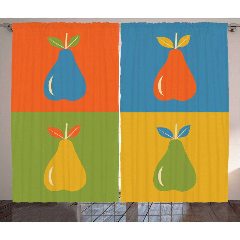 Vintage Pears in Squares Curtain