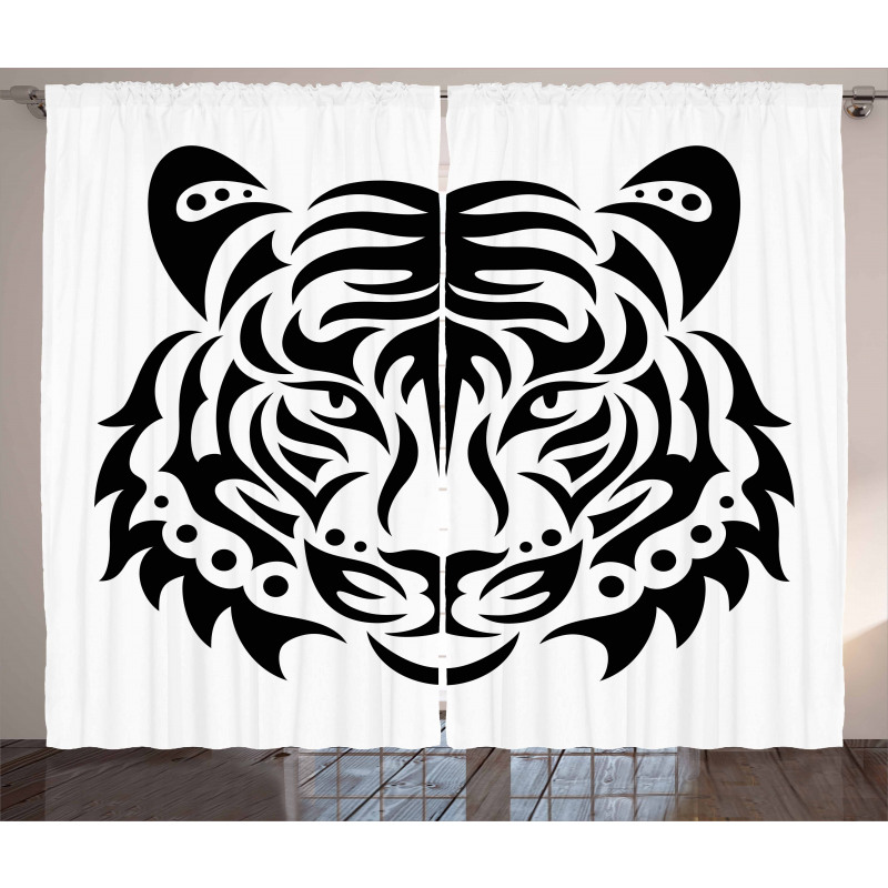 Wild Tiger Head Curtain