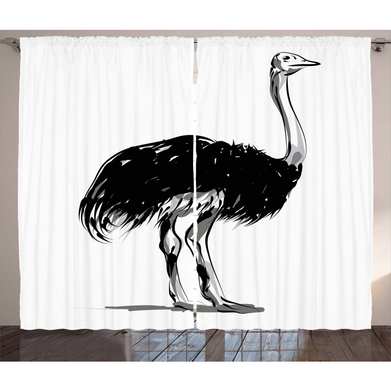 Sketch Bird Desert Curtain