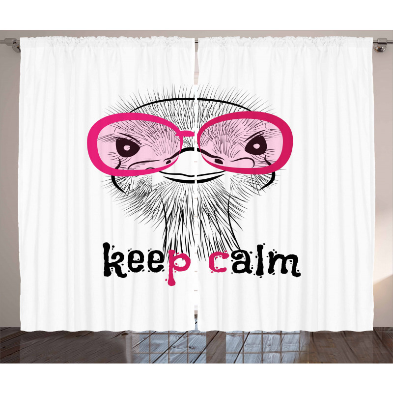 Hipster Animal and Glasses Curtain