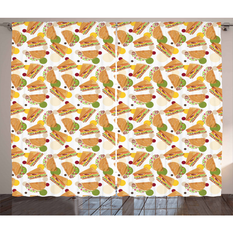Sandwich and Taco Snacks Curtain