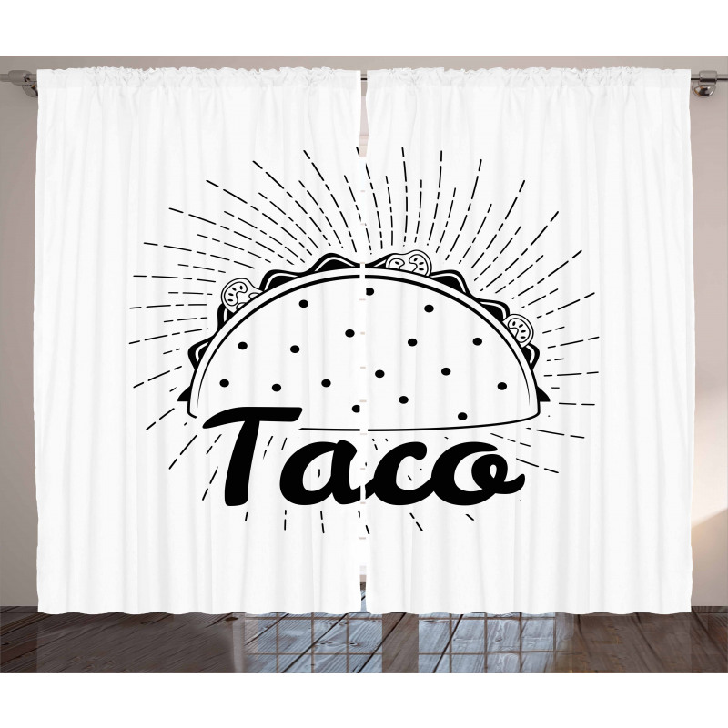 Mexican Taco Typography Art Curtain