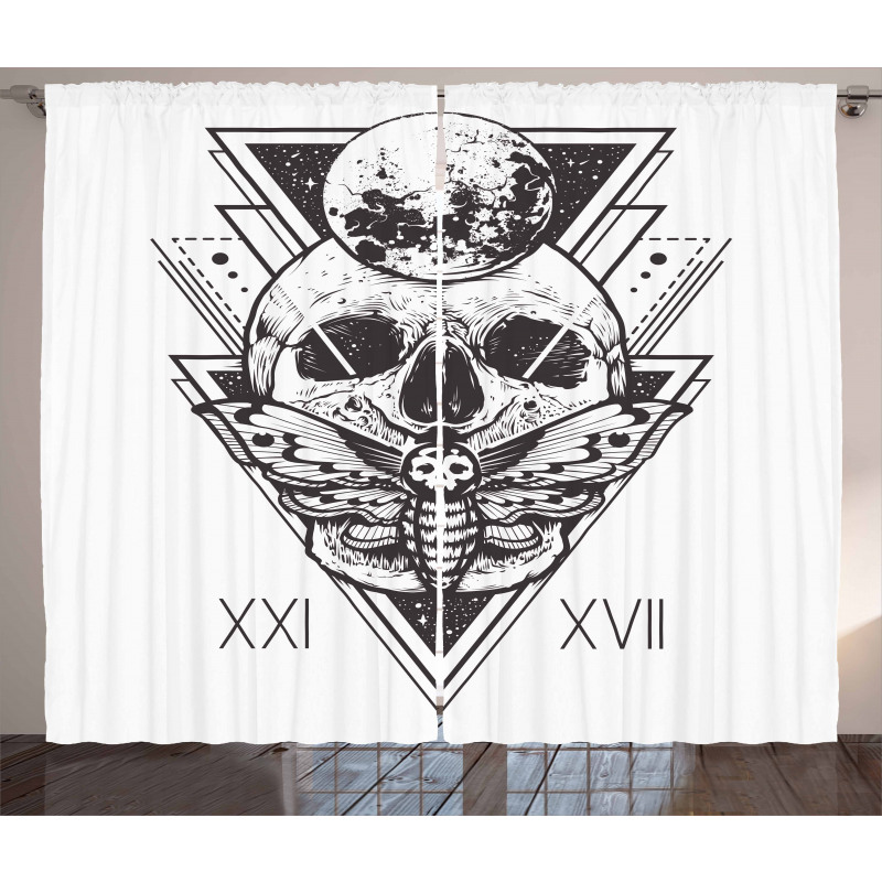 Hipster Tattoo Skull Curtain