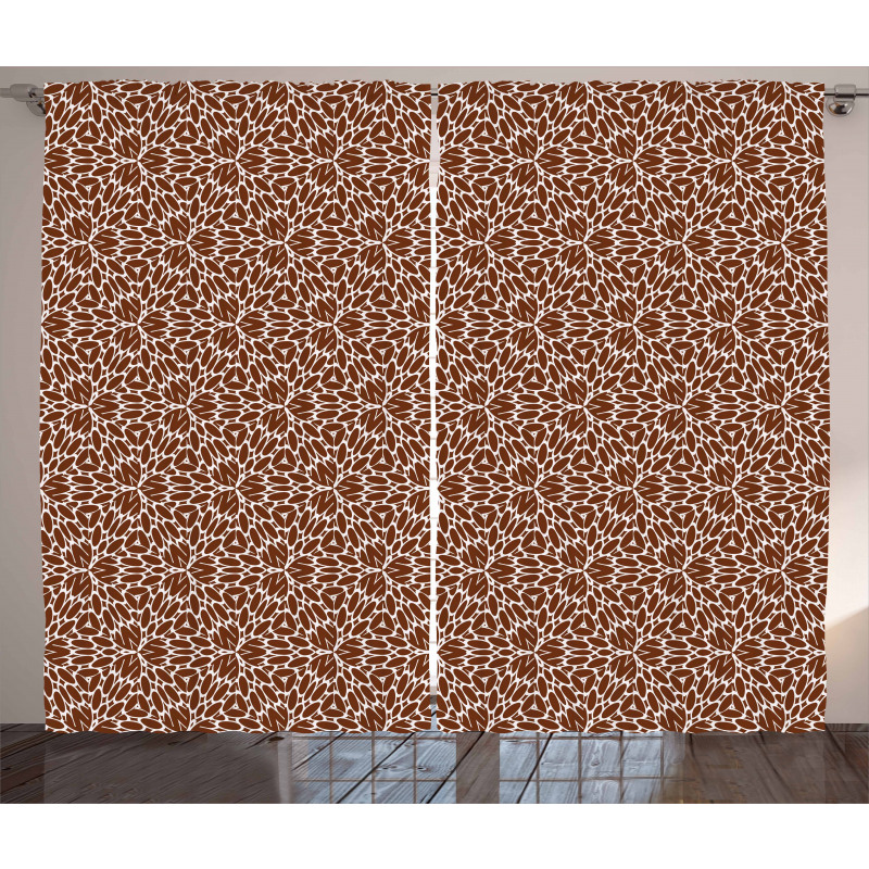 Retro Floral Petal Motif Curtain