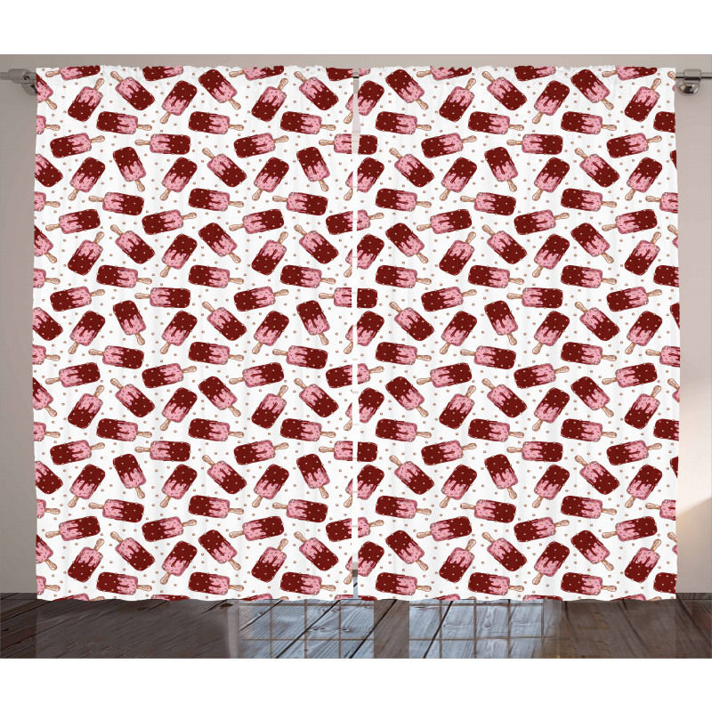 Strawberry Popsicles Art Curtain