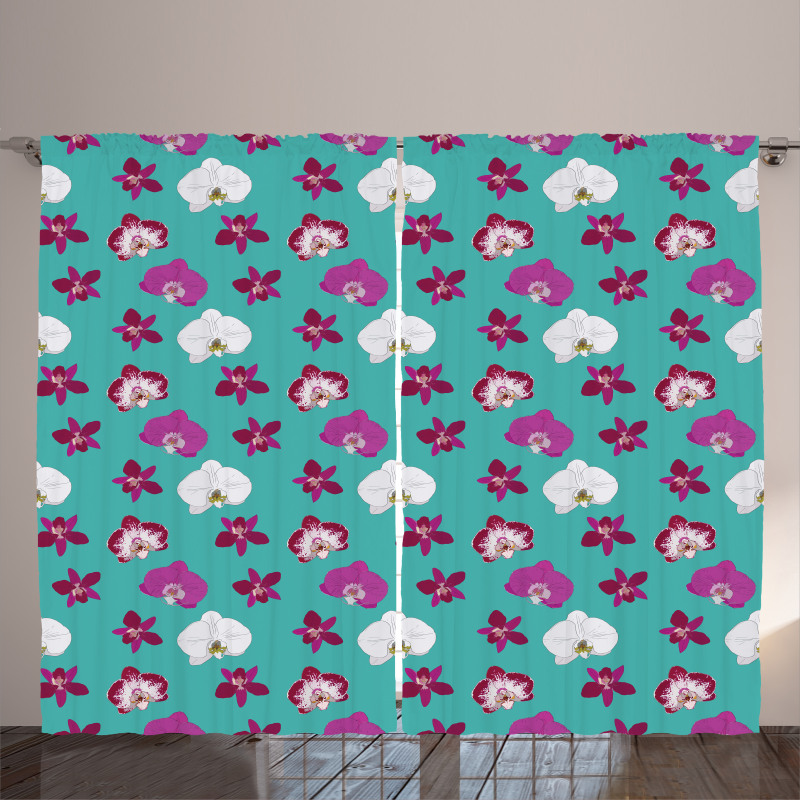 Vibrant Tropical Flowers Curtain