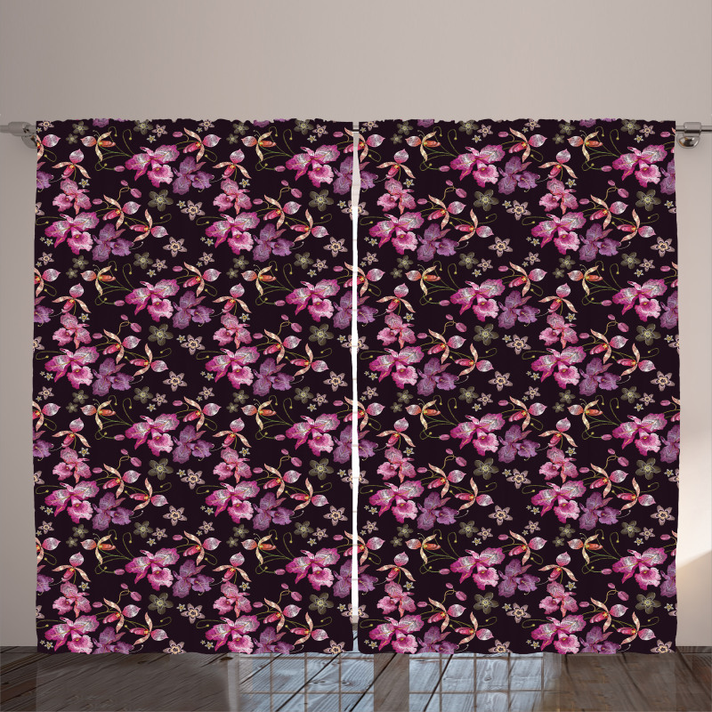 Retro Wild Flowers Motifs Curtain