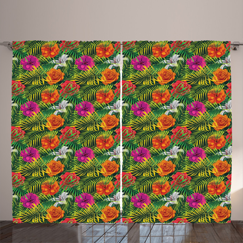 Palm Jungle Leaves Floral Curtain