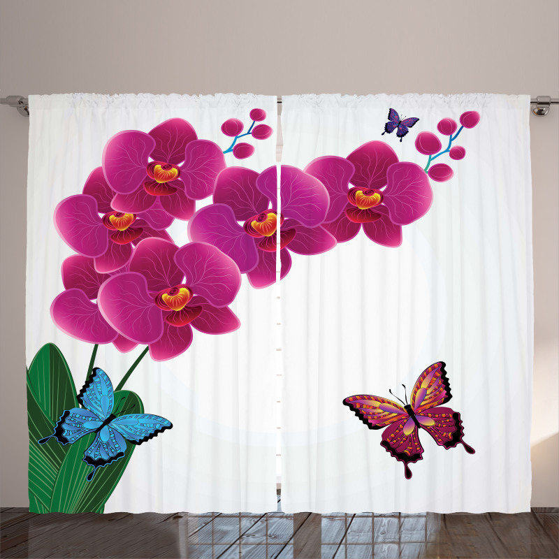Pink Bouquet Butterflies Curtain