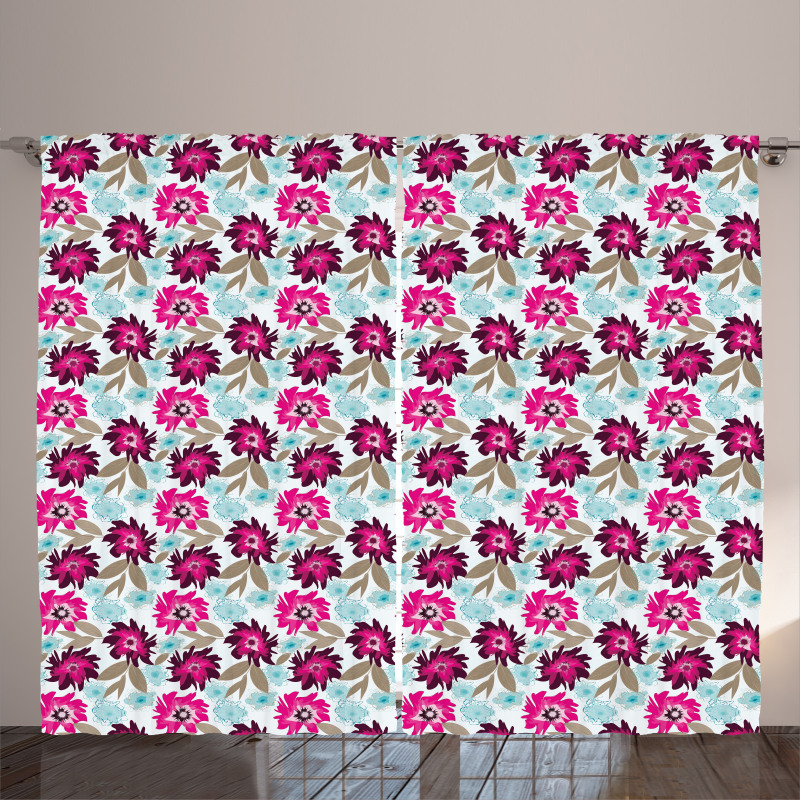 Abstract Marsala Blossoms Curtain
