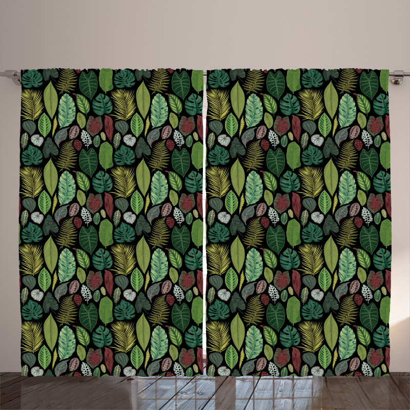 Variety of Vintage Leaves Curtain