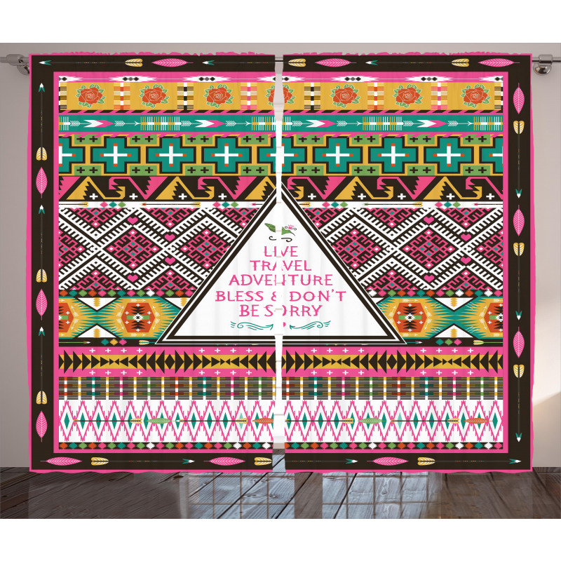 Folkloric Ornaments Boho Curtain