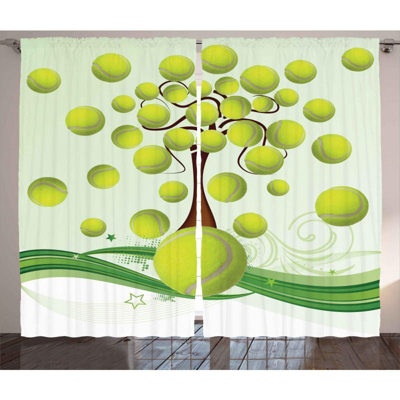 Tennis Balls Pattern Curtain