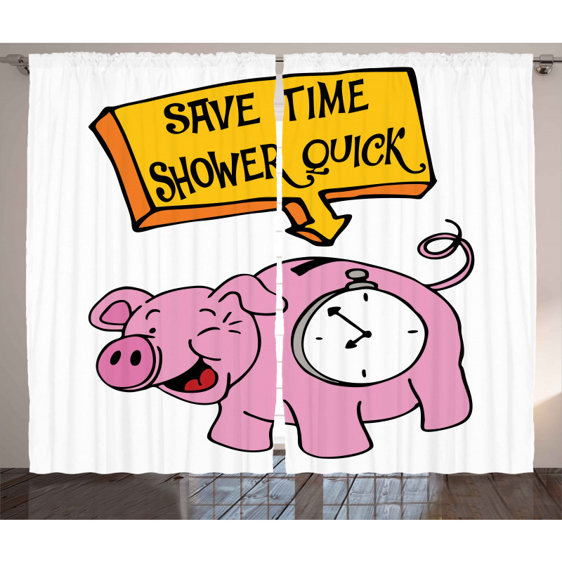 Save Time Shower Quick Piggy Curtain