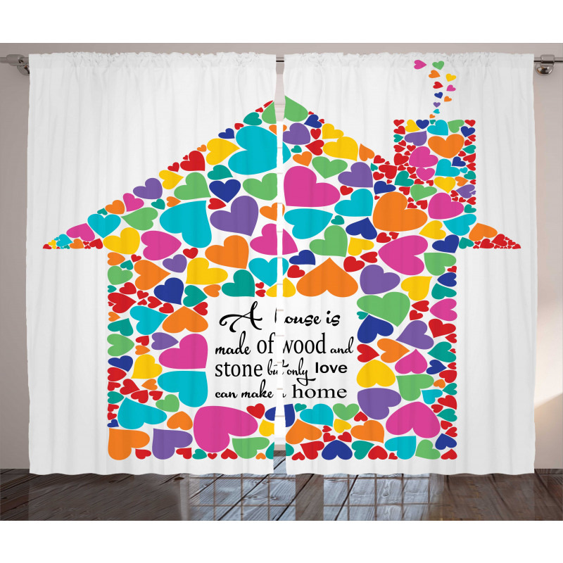 House with Hearts Home Love Curtain