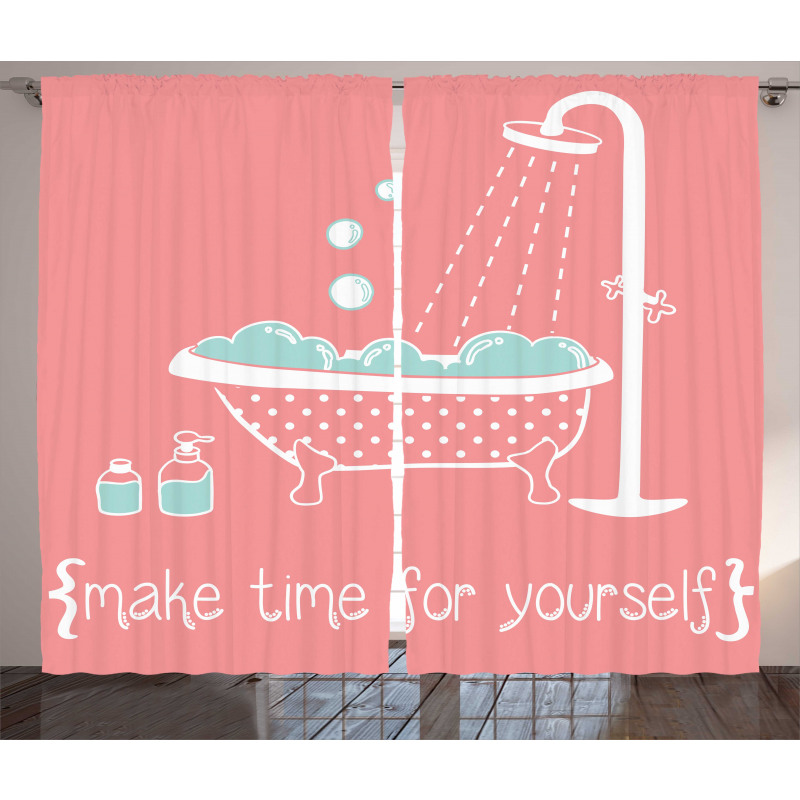 Tub with Inspirational Saying Curtain