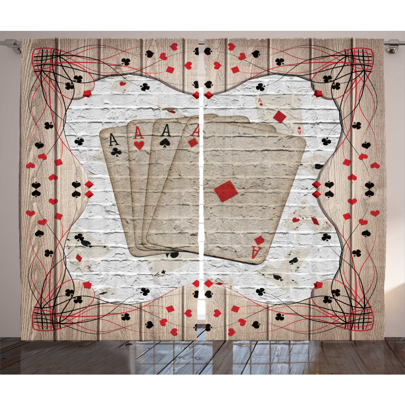 Lucky Gambling Cards Art Curtain