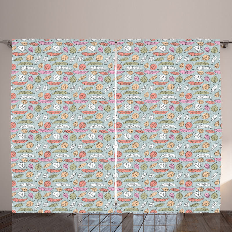 Pastel Colored Fall Foliage Curtain