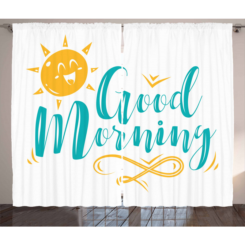 Smiling Sun and Wavy Letters Curtain