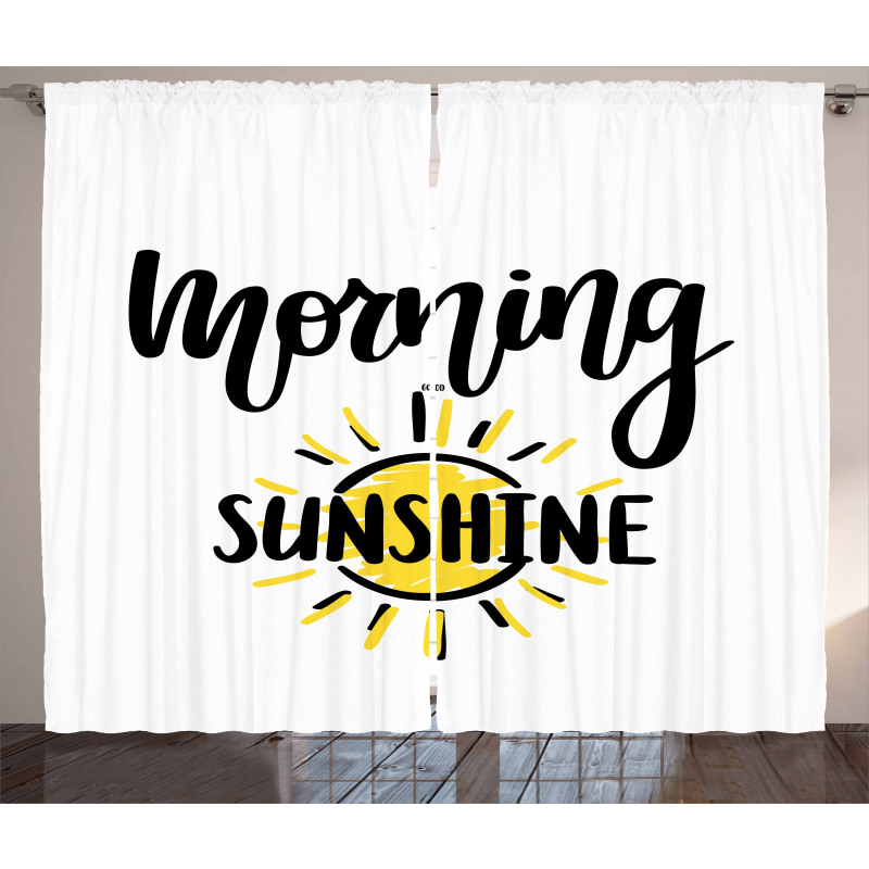 Doodle Morning Sunshine Text Curtain