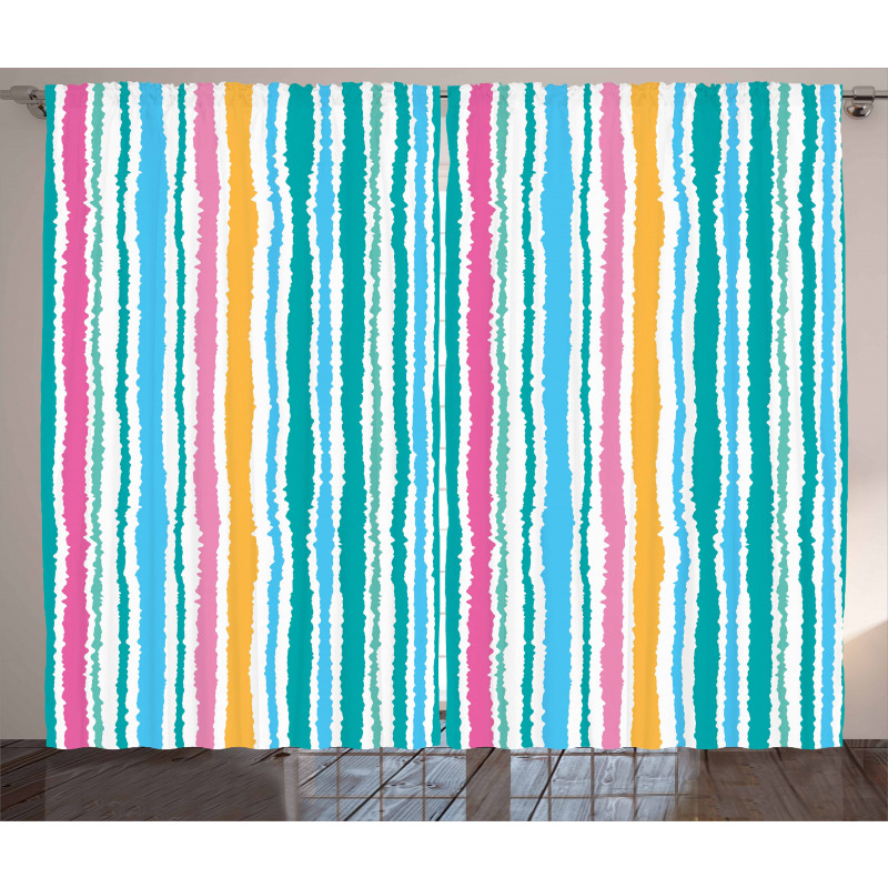 Stripes in Aquatic Colors Curtain