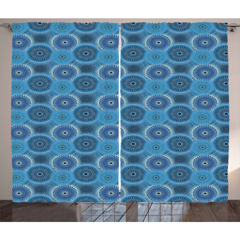 Vintage Blue Asian Curtain