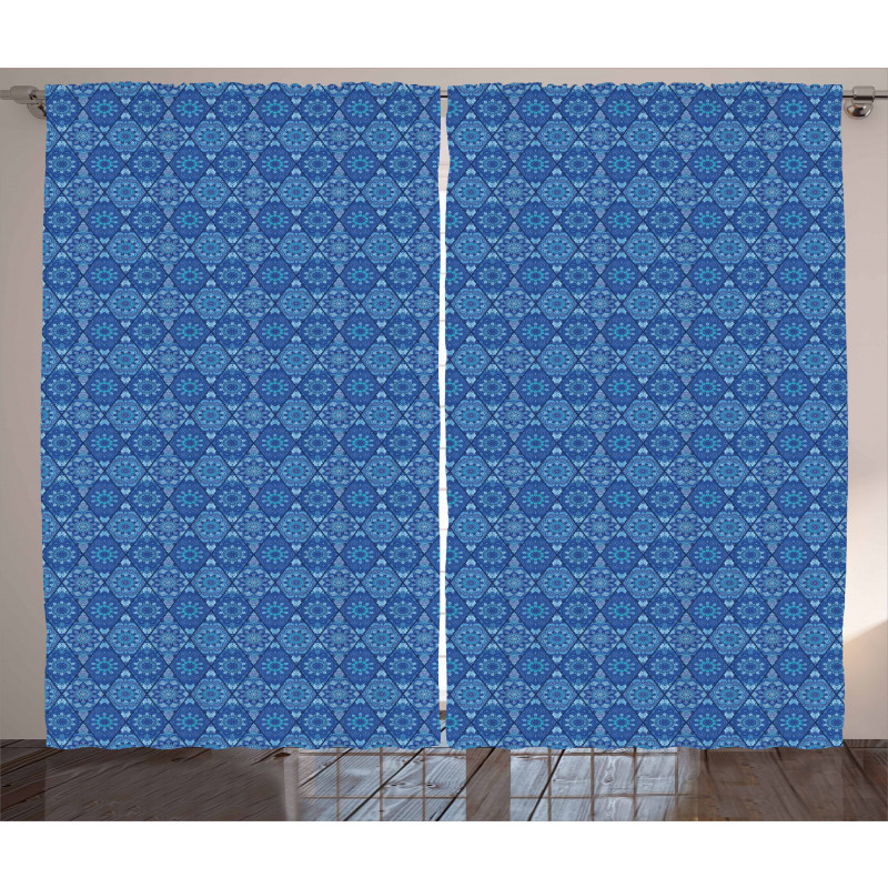 Rhombus Floral Boho Curtain