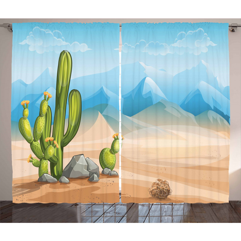 Lonely Cactus in the Desert Curtain