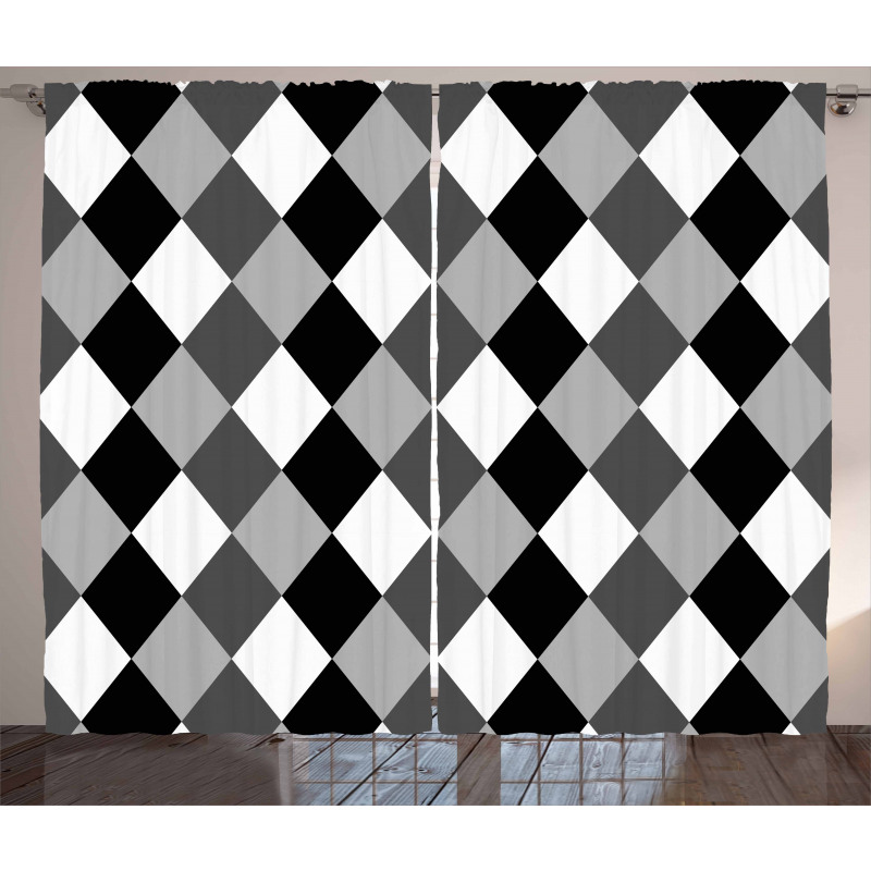 Black and White Rhombus Curtain