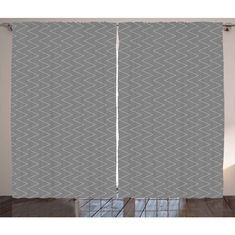 Black and White Zigzags Curtain