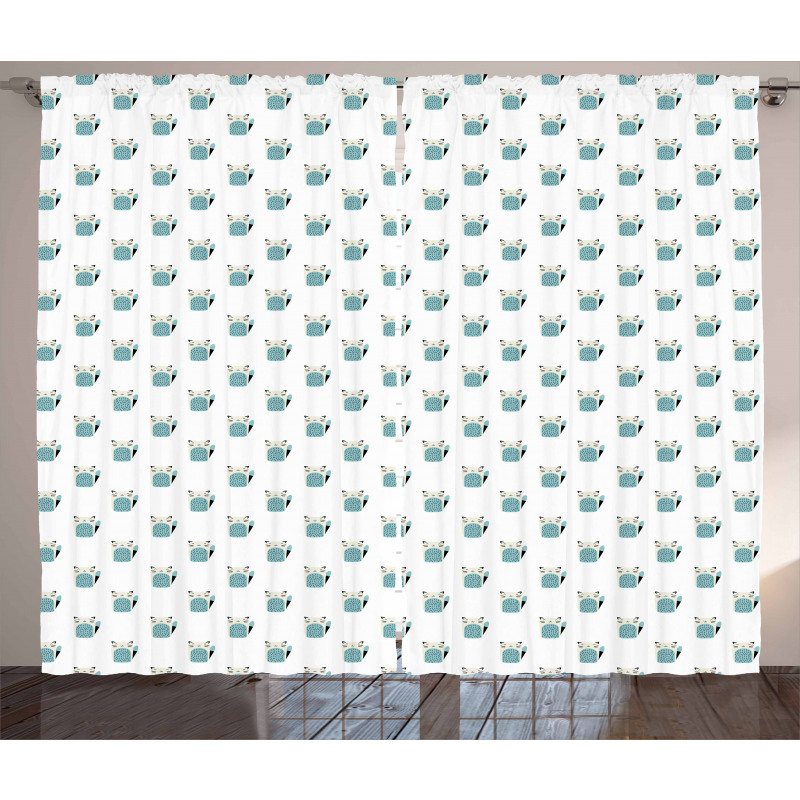 Cartoon Inspired Happy Kittens Curtain